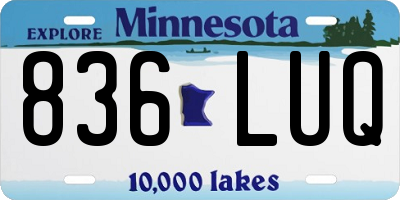 MN license plate 836LUQ