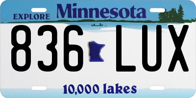 MN license plate 836LUX