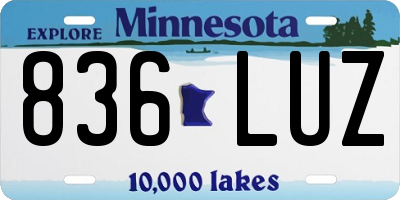 MN license plate 836LUZ
