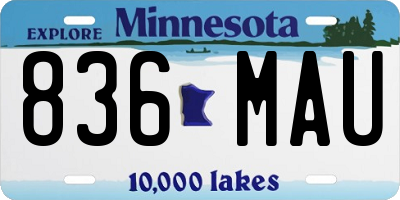 MN license plate 836MAU