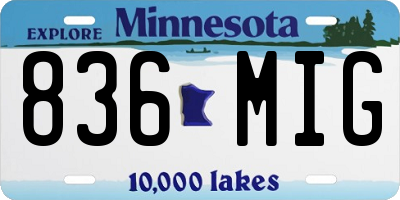 MN license plate 836MIG