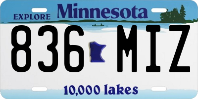 MN license plate 836MIZ