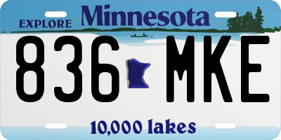 MN license plate 836MKE