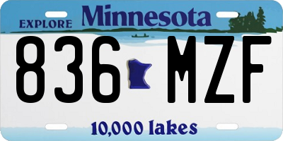 MN license plate 836MZF