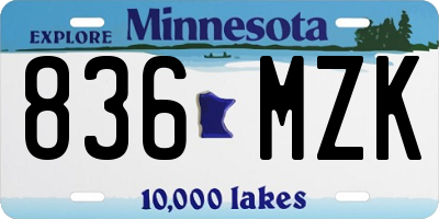 MN license plate 836MZK