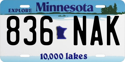 MN license plate 836NAK