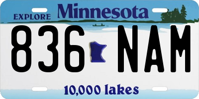 MN license plate 836NAM