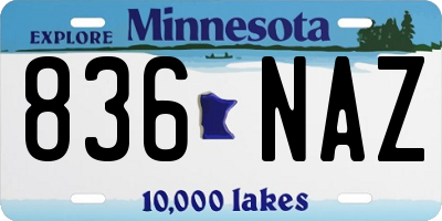 MN license plate 836NAZ