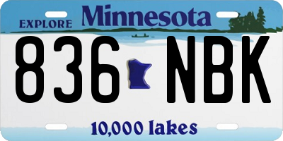 MN license plate 836NBK