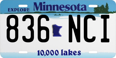 MN license plate 836NCI
