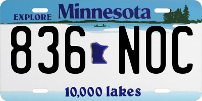 MN license plate 836NOC