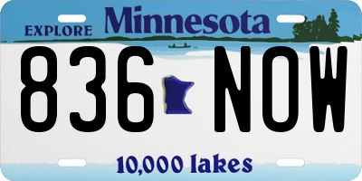 MN license plate 836NOW