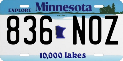 MN license plate 836NOZ