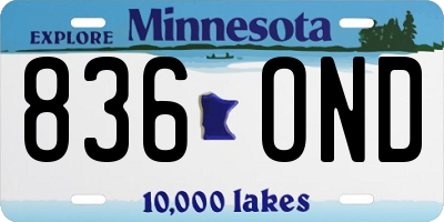 MN license plate 836OND