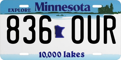 MN license plate 836OUR