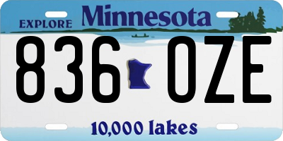 MN license plate 836OZE