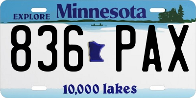 MN license plate 836PAX