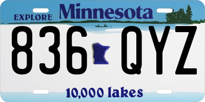 MN license plate 836QYZ