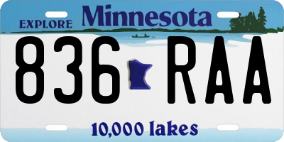 MN license plate 836RAA
