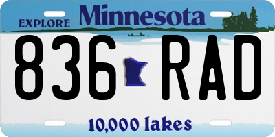 MN license plate 836RAD