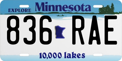 MN license plate 836RAE