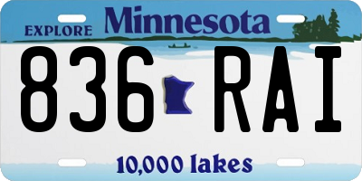 MN license plate 836RAI