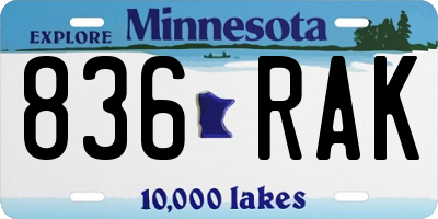MN license plate 836RAK