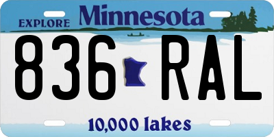 MN license plate 836RAL
