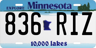 MN license plate 836RIZ