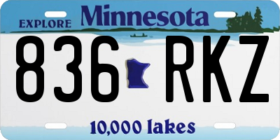 MN license plate 836RKZ