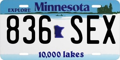 MN license plate 836SEX