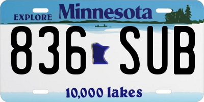 MN license plate 836SUB