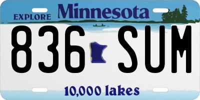 MN license plate 836SUM