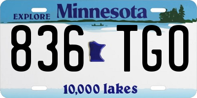 MN license plate 836TGO