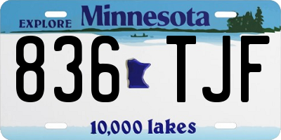 MN license plate 836TJF
