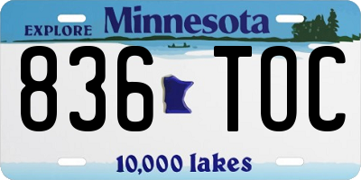MN license plate 836TOC