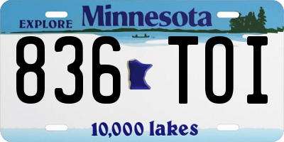 MN license plate 836TOI