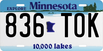 MN license plate 836TOK