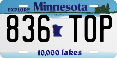 MN license plate 836TOP