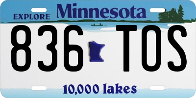 MN license plate 836TOS
