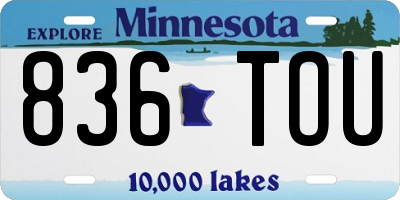 MN license plate 836TOU