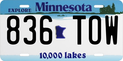 MN license plate 836TOW