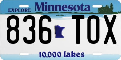 MN license plate 836TOX
