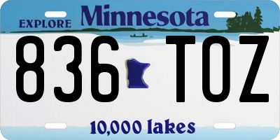 MN license plate 836TOZ