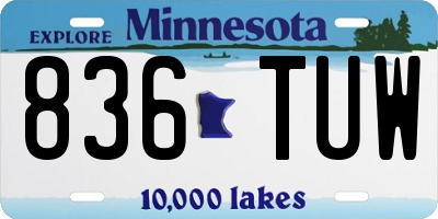 MN license plate 836TUW