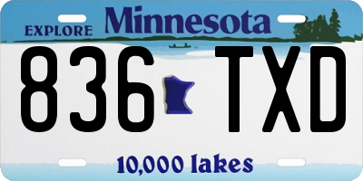 MN license plate 836TXD