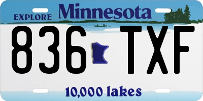 MN license plate 836TXF