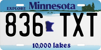 MN license plate 836TXT