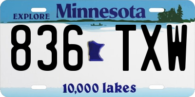 MN license plate 836TXW