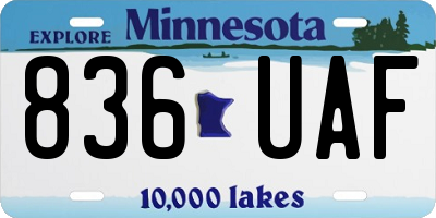 MN license plate 836UAF